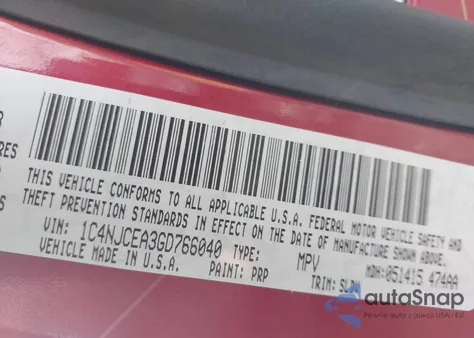 2016 Jeep Compass High Altitude Edition from USA, damaged, VIN 1C4NJCEA3GD766040